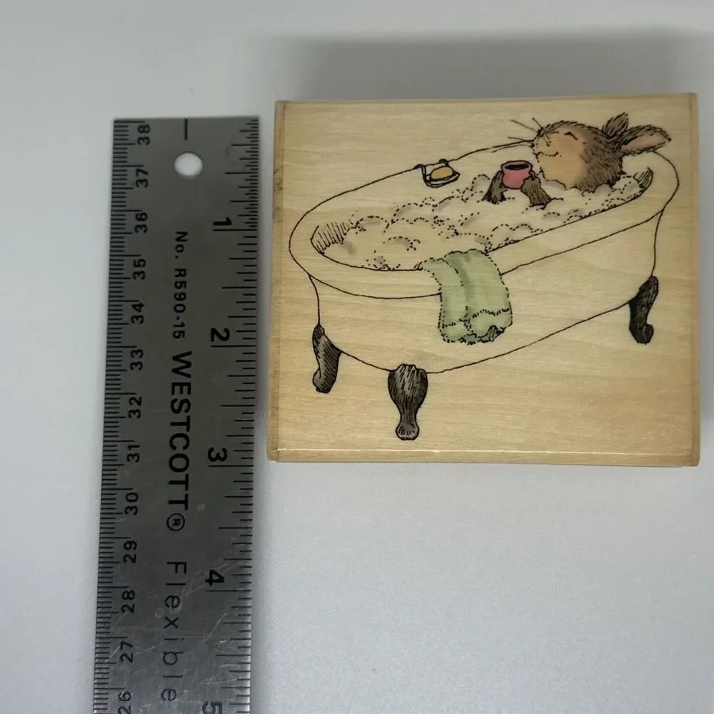 Vintage Holly Pond Hill Uptown Rubber Stamps Bubble Bath Bunny Susan Wheeler